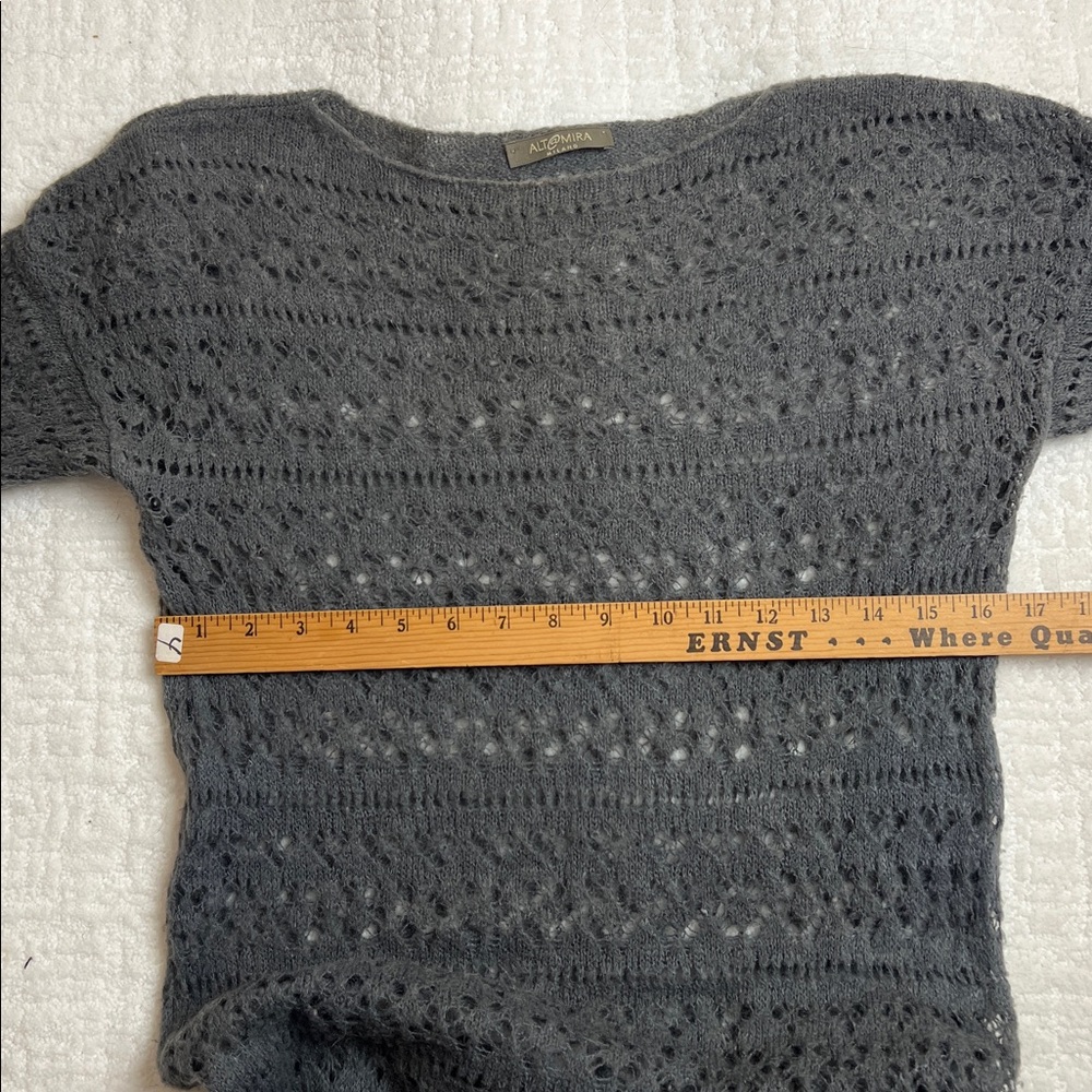 Altamira Milano gray long sleeves crochet knitted maxi sweater dress cover-up S - Picture 9 of 12
